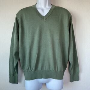Harry Vardon Mens Olive Green V Neck Small Sweater Golf Old Money Minimalist